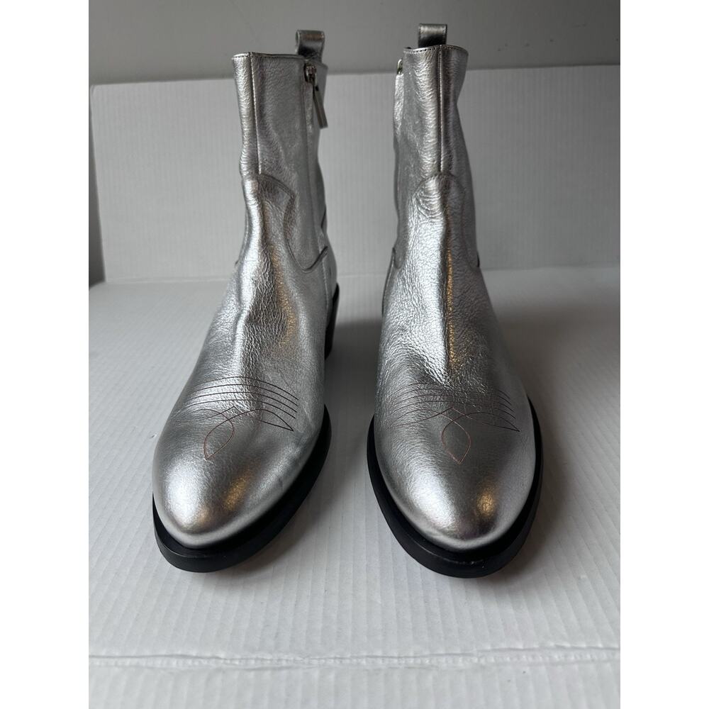 Men's Silver Metallic Ankle Boots - Stylish Zip Chelsea